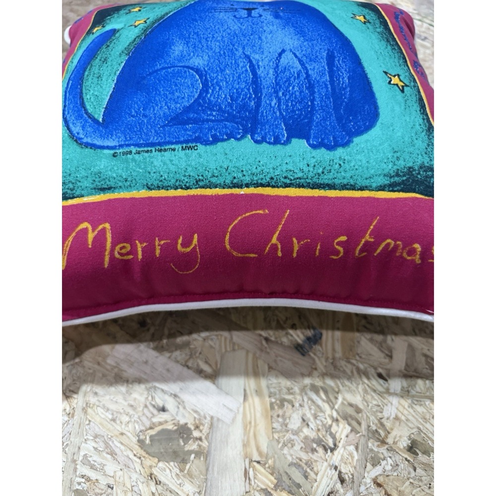 Merry Christmas Pillow Red, Blue, Green Abstract Cat Lovers by KenTex 16"x16" - Picture 3 of 9